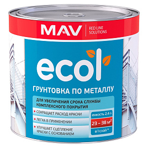 Грунтовка MAV ECOL по металлу (ГФ-021) красно-коричневая,  2,4 л