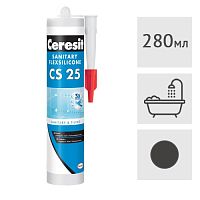 Силиконовый герметик Ceresit CS 25 санитарный (18) черный, 280 мл