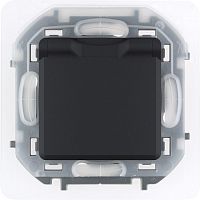 Розетка Legrand INSPIRIA с крышкой, антрацит