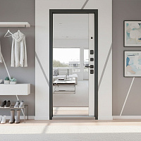 Дверь УЛЬТИМА Зеркало Черная шагрень / Вайт с лаком Промет