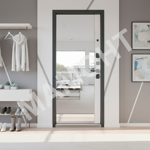 Дверь УЛЬТИМА Зеркало Черная шагрень / Вайт с лаком Промет - Фото 2