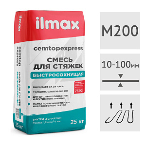 Смесь для стяжек пола быстросохнущая ilmax CemTopExpress, 25 кг