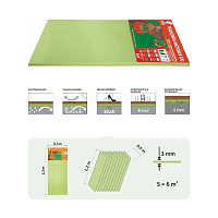 Подложка 3 мм листовая SOLID XXL салатовая, 120 см x 50 см (10 плит = 6 м.кв.)