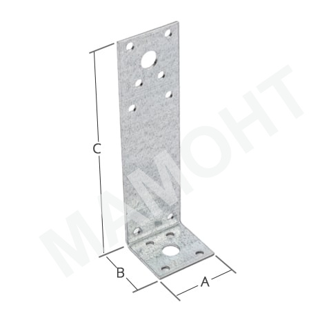 Уголок крепежный асимметричный KUАS 65 x 50 x 130 мм, металл 1,5 мм