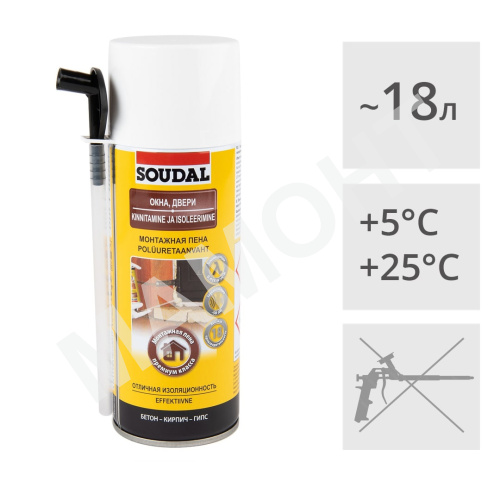 Пена монтажная Soudal ОКНА ДВЕРИ бытовая с аппликатором, 300 мл