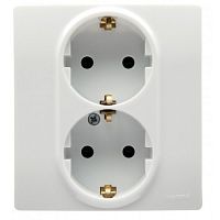 Розетка Legrand ETIKA двойная с заземлением, белый
