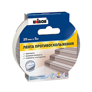 Лента противоскольжения клейкая прозрачная 25 мм х 5 м UNIBOB