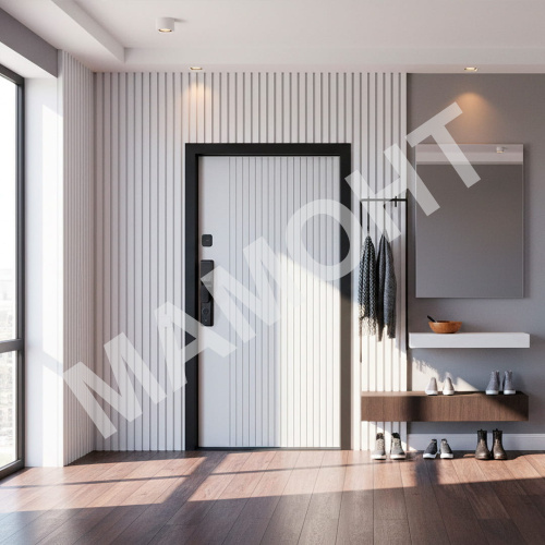 Дверь РОНА СМАРТ Бетон графит / Шагрень белая (+ черный муар) Промет - Фото 2