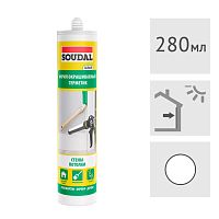 Акриловый герметик окрашиваемый Soudal (стены/потолки) белый, 280 мл