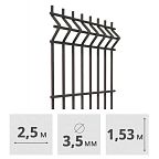 3D Панель для забора сварная Light, (3,5 мм, 1,53 x 2,5 м), (RAL7016, серый)