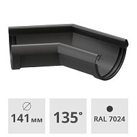 Угол желоба 135° Docke Lux ПВХ 141 мм, графит