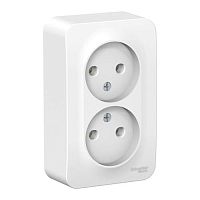 Розетка Systeme Electric BLANCA  открытой установки двойная без заземления, белый
