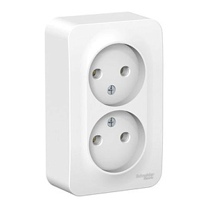 Розетка Systeme Electric BLANCA  открытой установки двойная без заземления, белый
