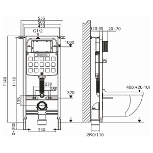 Инсталляция для унитаза 3 в 1 с кнопкой 221, AV Engineering (AVW31-221)
