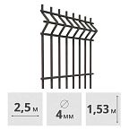 3D Панель для забора сварная Medium, (4 мм, 1,53 x 2,5 м), (RAL7016, серый)