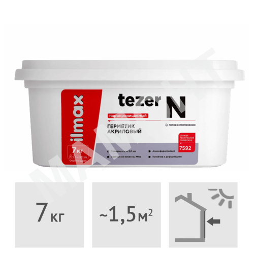 Герметик акриловый пароизоляционный ilmax tezer N (наружный), 7 кг