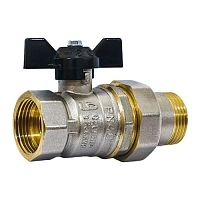 Кран шаровый латунный полнопроходной с разборным соединением МР бабочка хром. LD Pride