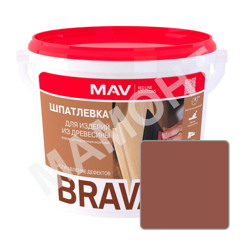 Шпатлевка акриловая MAV BRAVA ACRYL PROFI-1, махагон, 0,5 л (0,7 кг)