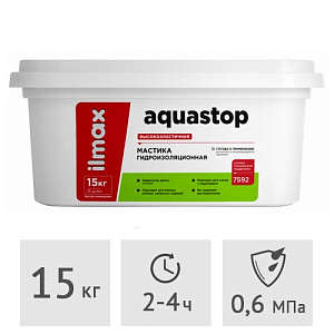 Мастика гидроизоляционная ilmax Ready Aquastop, 15 кг