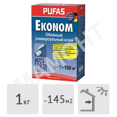 Клей обойный Pufas Эконом универсальный EURO 3000, 1 кг