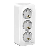 Розетка Systeme Electric BLANCA открытой установки тройная с заземлением, белый