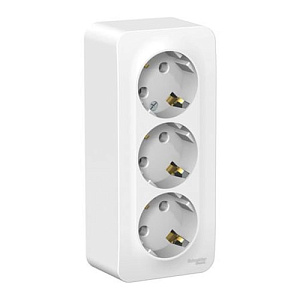 Розетка Systeme Electric BLANCA открытой установки тройная с заземлением, белый