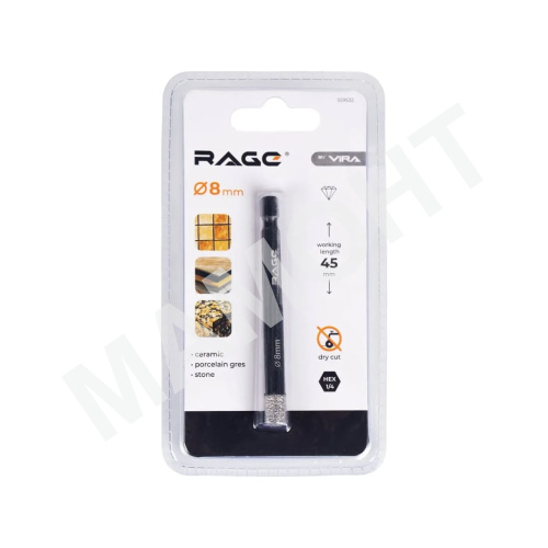 Коронка алмазная 8 мм по керамике и керамограниту Vira RAGE (559532)