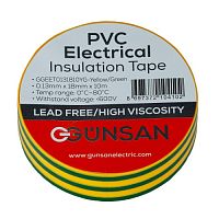 Изолента ПВХ 18 мм х 10 м желто-зеленая Gunsan