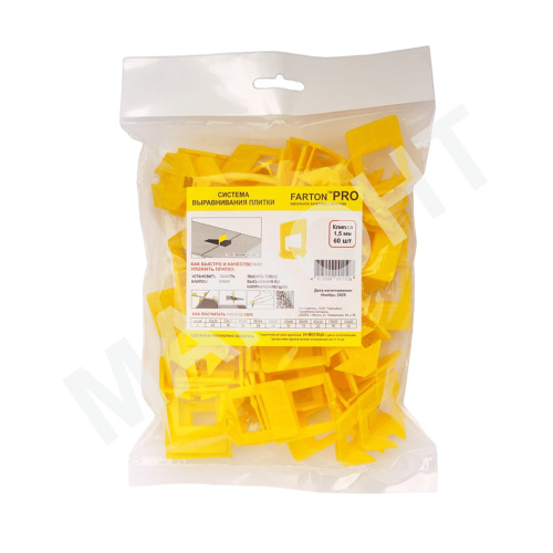 Зажим (клипса) 1,5 мм для укладки плитки СВП FARTON PRO (60 шт.)