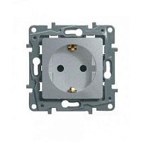 Розетка Legrand ETIKA с заземлением, алюминий
