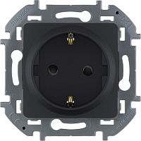 Розетка Legrand INSPIRIA с заземлением со шторками, антрацит