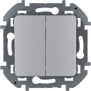 Выключатель Legrand INSPIRIA 2-клавишный, алюминий