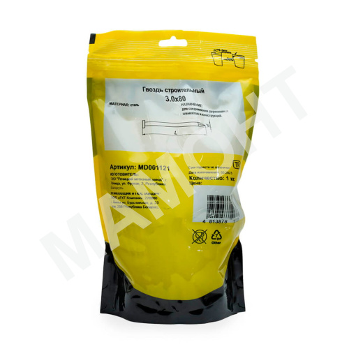 Гвоздь строительный 3.0 x 80, дой-пак L (1 кг) МОНТАЖ
