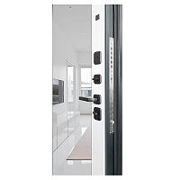 Дверь УЛЬТИМА Зеркало Черная шагрень / Вайт с лаком Промет