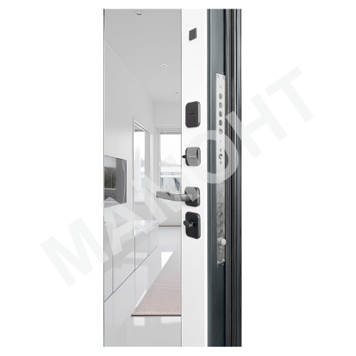 Дверь УЛЬТИМА Зеркало Черная шагрень / Вайт с лаком Промет - Фото 4