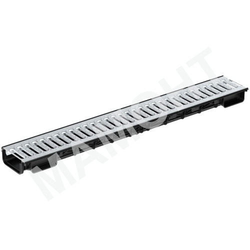 Лоток водоотводный Ecoteck Lite 100h56 с решеткой стальной, кл. А15