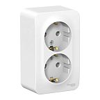 Розетка Systeme Electric BLANCA открытой установки двойная с заземлением, белый