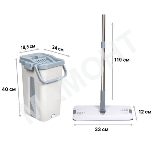 Швабра с отжимным ведром Scratch Anet PERFECTO LINEA (43-022024) - Фото 3