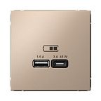 Розетка Systeme Electric ARTGALLERY USB Type-A + Type-C, песочный