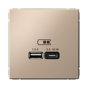 Розетка Systeme Electric ARTGALLERY USB Type-A + Type-C, песочный