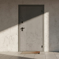 Дверь РОНА Бетон графит / Бетон снежный (+ чёрный муар) Промет