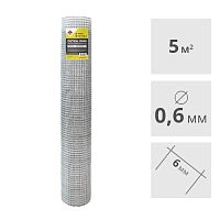 Сетка сварная оцинкованная LIHTAR МИНИ (0.6 мм, 6 x 6 мм) 1 x 5 м