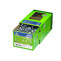 Саморез 5.5 x 19 мм кровельный со сверлом PT3 и резиновой прокладкой, цинк, 300 шт. ЕКТ