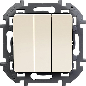 Выключатель Legrand INSPIRIA 3-клавишный, слоновая кость