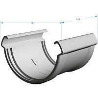 Соединитель желоба Docke Lux ПВХ 141 мм, пломбир