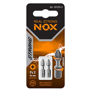 Биты крестообразные PZ2 25 мм торсионные (2 шт.) NOX STRONG (337225-2)