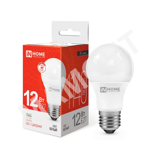 Лампа светодиодная LED-A60-VC 12Вт 1140Лм 4000К IN HOME