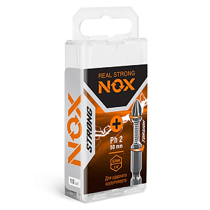 Биты крестообразные PH2 50 мм торсионные (10 шт.) NOX STRONG (336250)