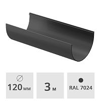 Желоб Docke Premium ПВХ 120 мм х 3 м, графит (RAL 7024)