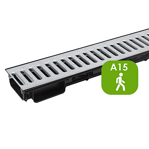 Лоток водоотводный Ecoteck Lite 100h56 с решеткой стальной, кл. А15